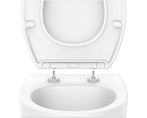 Abattant de WC blanc avec couvercle ouvert