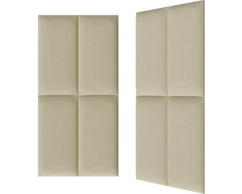 Zwei gepolsterte Wandpaneele mit quadratischem Muster