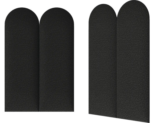 Deux éléments de clôture noirs avec une extrémité arrondie.