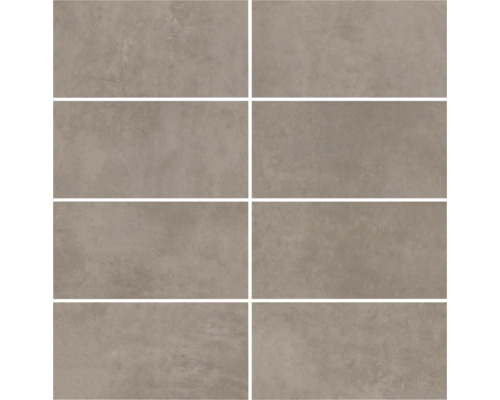 Plusieurs carreaux muraux gris de forme rectangulaire.