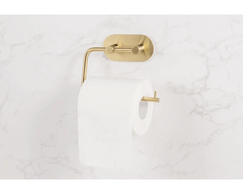 Toilettenpapierhalter aus Metall mit Papierrolle an einer Wand