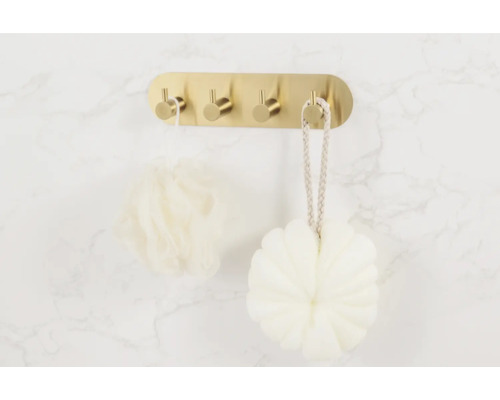 Portemanteau mural avec quatre crochets et deux éponges de bain