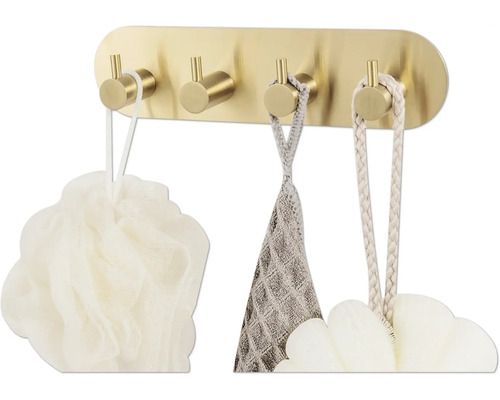 Porte-manteau mural avec quatre crochets et accessoires de bain