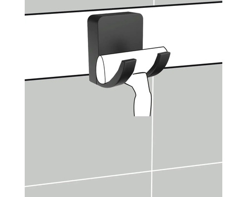 Support de raclette de douche noir pour montage mural