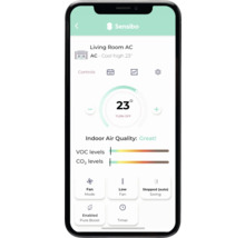 Smartphone mit Sensibo App zur Steuerung der Klimaanlage