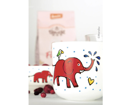 Tasse avec motif d''éléphant et oiseau