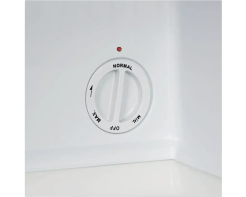 Gros plan d''un régulateur de température rond avec les réglages Arrêt, Minimum, Normal et Maximum