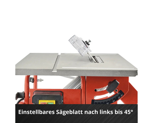 Scie circulaire de table avec lame de scie réglable jusqu''à 45 degrés vers la gauche
