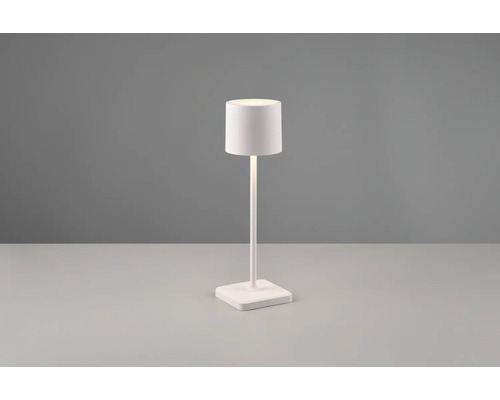 Lampe de table blanche avec abat-jour cylindrique et pied carré