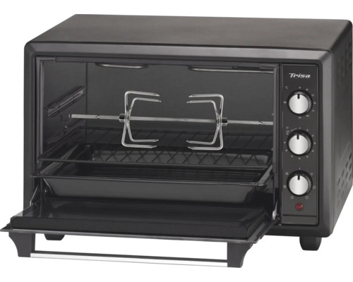 Four compact Trisa avec broche, grille et plaque de cuisson