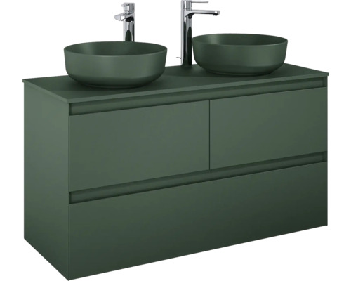 Meuble sous-lavabo avec deux vasques et tiroirs