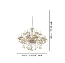 Lustre avec cristaux, diamètre 100 cm, hauteur 150 cm