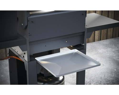 Vue détaillée d''un barbecue à gaz avec étagère latérale