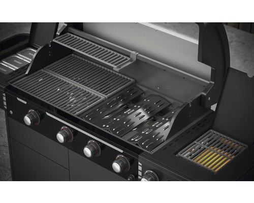 Barbecue à gaz avec grilles et commandes