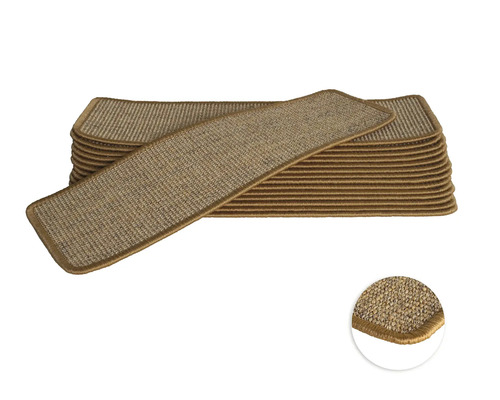 Tapis d'escalier Sisal rectangle naturel foncé 20x65 cm Marches d''escalier en pile avec vue détaillée