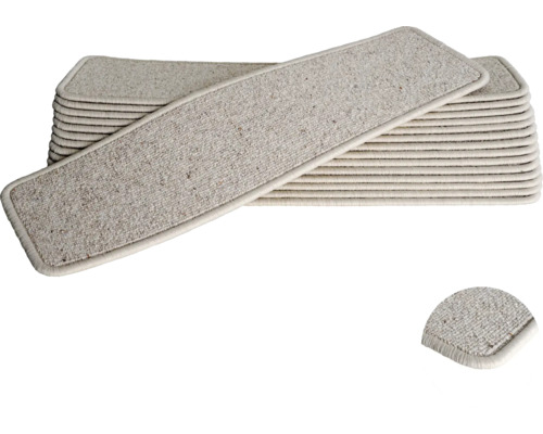 Set de tapis de marche Blenheim semi-circulaire beige clair 20x65 cm 15 pièces Marches d''escalier en textile en set
