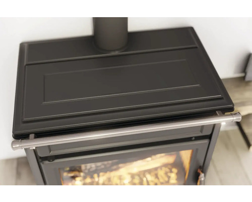 Kaminofen mit Sichtfenster und Holzfeuer