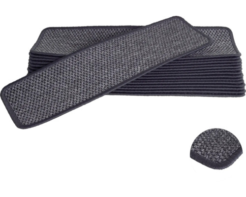 Set de tapis d'escalier Natura rectangle anthracite 20x65 cm 15 pièces