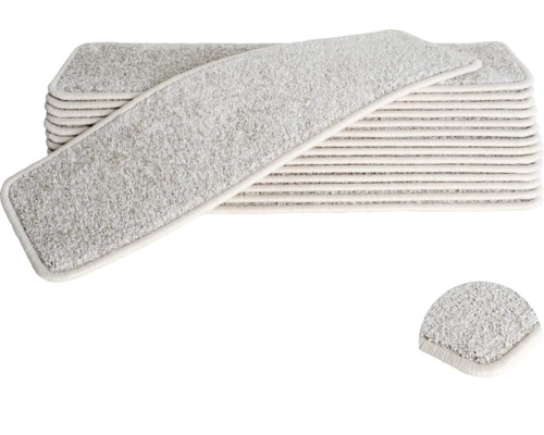 Set de tapis d'escalier Fortuna rectangle beige 20x65 cm 15 pièces Ensemble de tapis de marche pour escaliers