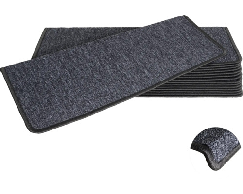 Set de tapis d'escalier Rambo rectangle gris 23,5x65x4,5 cm 15 pièces