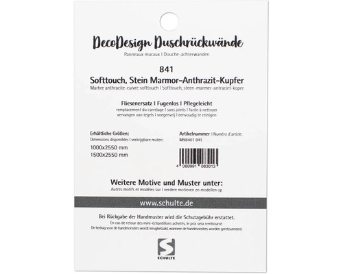 Informations sur les panneaux de douche DecoDesign pierre marbre anthracite cuivre