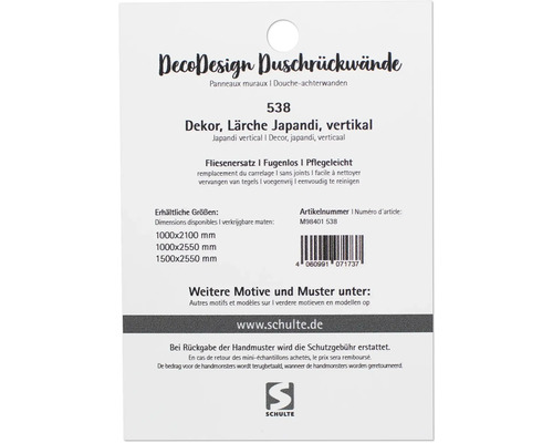 Informations sur les panneaux de douche décor mélèze Japandi vertical