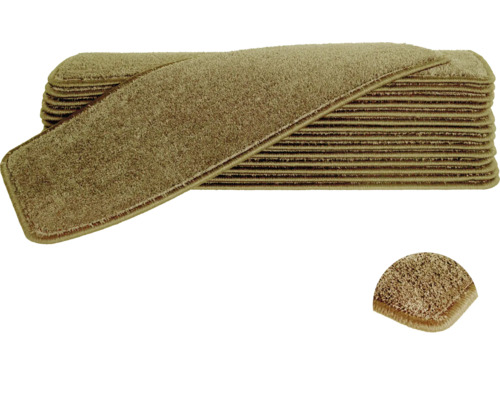 Set de tapis d'escalier Sweet rectangle taupe 20x65 cm 15 pièces Marches d''escalier en tapis, rectangulaires et rondes, empilées
