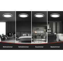 Collage verschiedener Innenräume mit runder Deckenleuchte