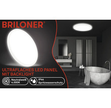 Flaches LED-Panel mit Hintergrundbeleuchtung im Badezimmer, Marke Briloner