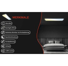 Flache Deckenleuchte mit Dimmfunktion und Nachtlichtfunktion im Schlafzimmer