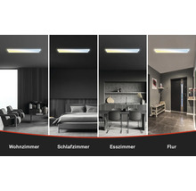 Collage verschiedener Räume mit Deckenleuchte: Wohnzimmer, Schlafzimmer, Esszimmer und Flur.