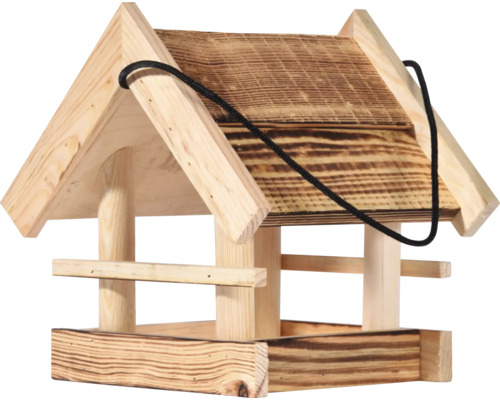 Mangeoire en bois avec corde de suspension