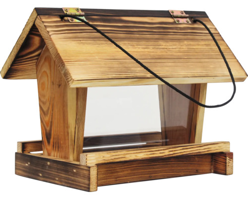 Vogelhaus aus Holz mit transparenten Seitenwänden