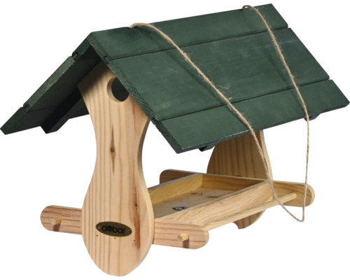 Mangeoire en bois avec toit vert à suspendre