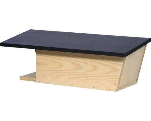 Mangeoire en bois pour oiseaux avec toit noir