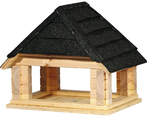 Vogelhaus aus Holz mit Bitumendach