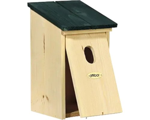 Nid d''oiseau en bois avec trou d''envol et toit incliné
