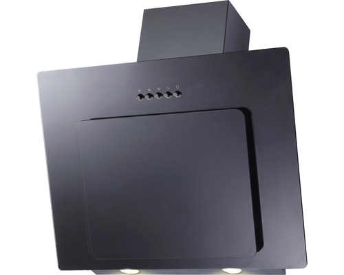 Hotte de cuisine noire avec éléments de commande et éclairage