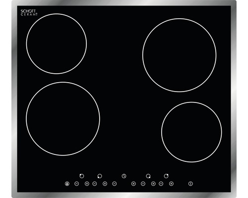 Plaque de cuisson vitrocéramique avec quatre zones de cuisson