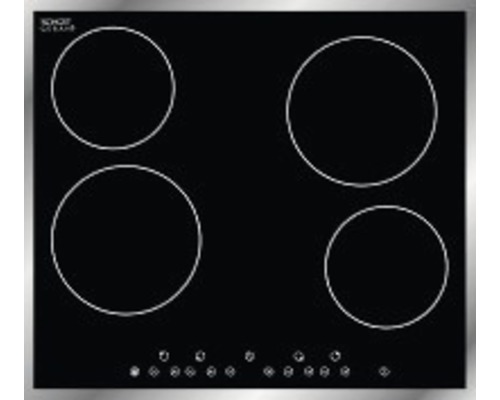 Plaque vitrocéramique avec quatre zones de cuisson