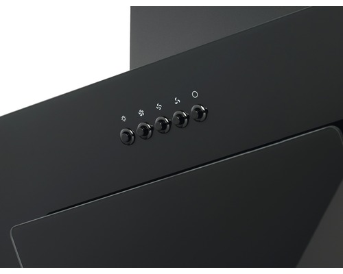 Gros plan d''une hotte aspirante avec boutons de commande pour l''éclairage, les vitesses du ventilateur et l''allumage/l''extinction