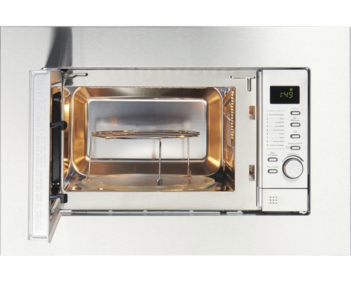 Four à micro-ondes ouvert avec plateau tournant et grille