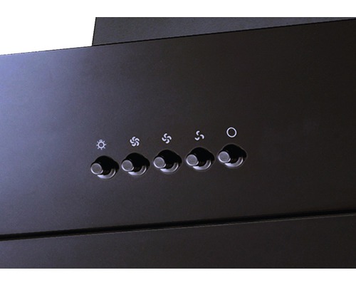 Commandes d''une hotte aspirante avec symboles pour les niveaux d''éclairage et de ventilateur