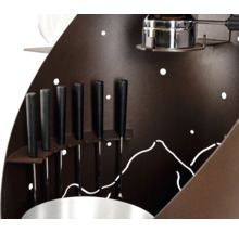 Fondue-Set mit Zubehör und Bergmotiv