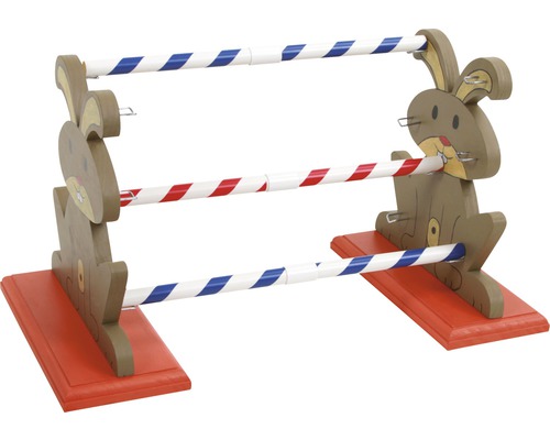 Haie pour petits animaux avec motifs de lapins et barres rayées rouge et blanc ou bleu et blanc