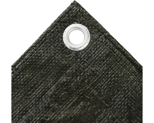 Vue détaillée d''une bâche avec oeillet de fixation.