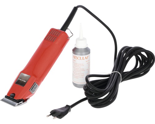 Pferdeschermaschine mit Stromkabel und Ölflasche