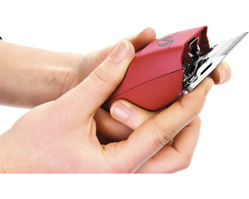 Person hält eine Haarschneidemaschine.