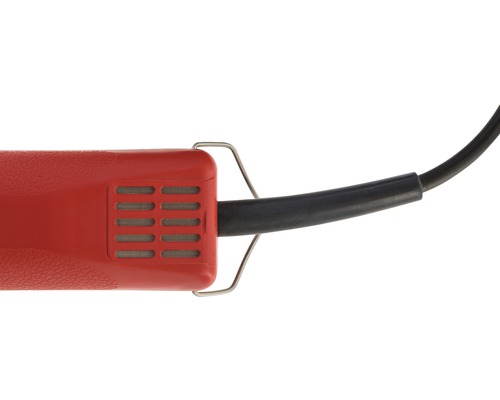 Detailansicht eines Heißluftgebläses mit Stromkabel