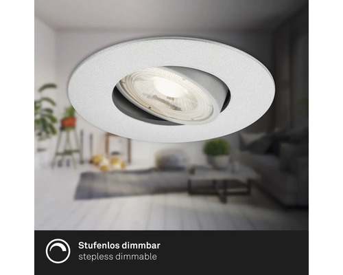 Éclairage à encastrer à intensité lumineuse variable 1 x LED 4,9 W chrome mat Spot encastrable au plafond avec fonction de variation continue